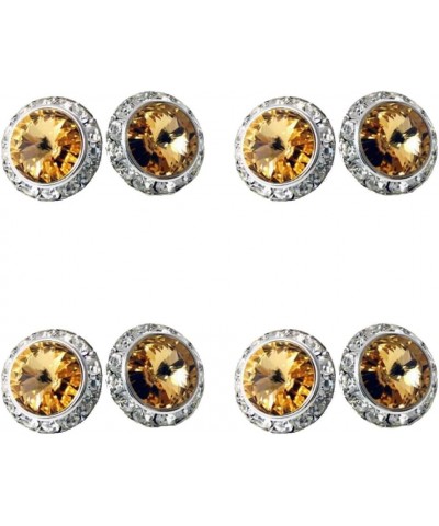 4 Pairs 15mm Rhinestone Round Shaped Acrylic Stone Inside Crystal Ear Studs For Dance Competitions Stage Performance Bridal P...