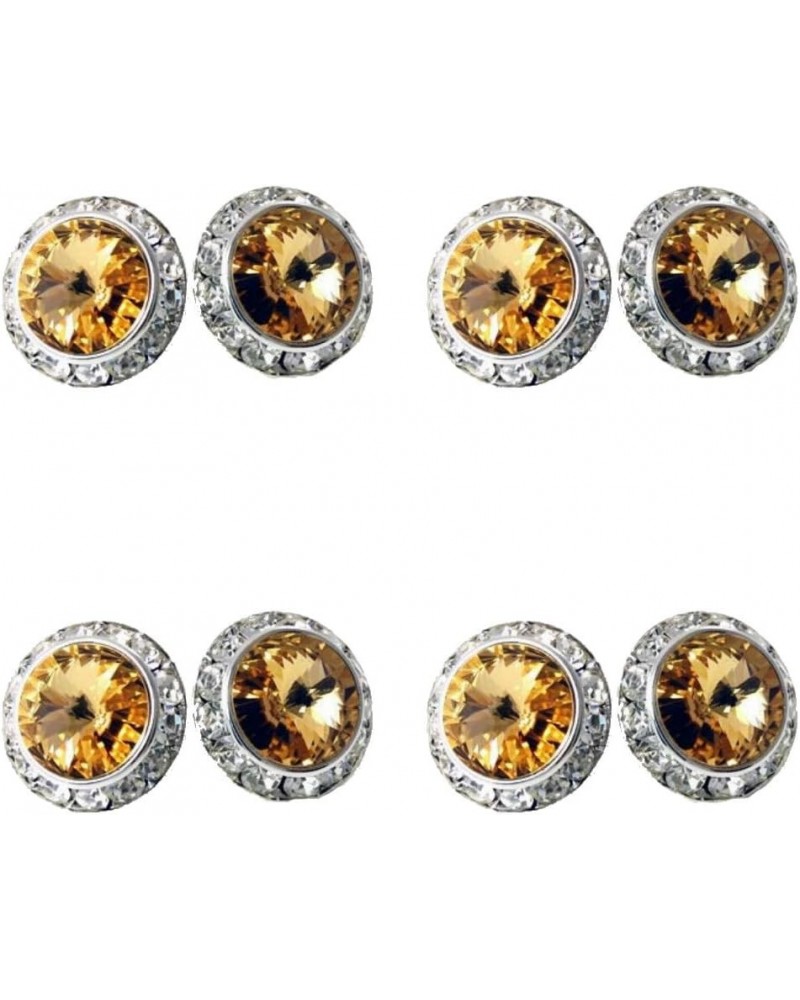 4 Pairs 15mm Rhinestone Round Shaped Acrylic Stone Inside Crystal Ear Studs For Dance Competitions Stage Performance Bridal P...