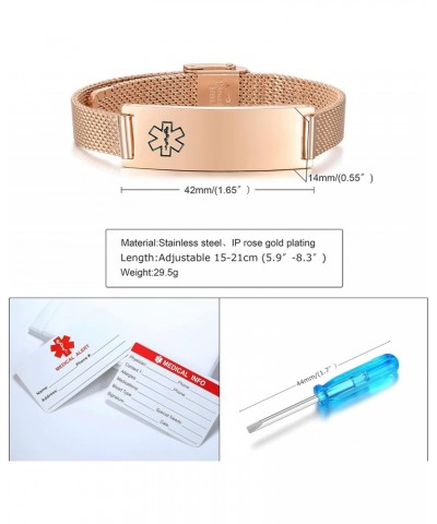 Type 2 Diabetes Medical Alert Bracelets for Men & Women Kids with Adjustable Stainless Steel Mesh Emergency Medical ID Bracel...