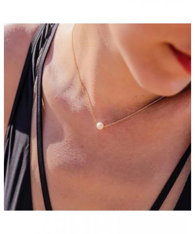 Dainty Pearl Necklaces for Women Girls,14K Gold Plated Cultured Tiny Pearl Chain Choker Layered Barque Pearl Pendant Necklace...