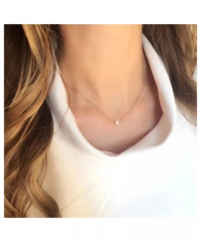 Dainty Pearl Necklaces for Women Girls,14K Gold Plated Cultured Tiny Pearl Chain Choker Layered Barque Pearl Pendant Necklace...