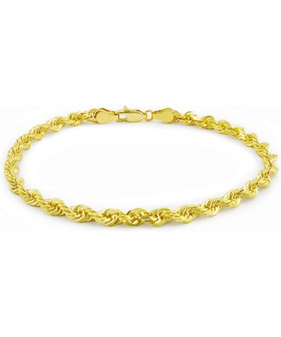 10k Yellow Gold 3mm Rope Chain Diamond Cut Bracelet or Anklet, Womens Mens Lobster Clasp 7" 7.5" 8" 8.5" 9 8.5 Inches $58.80 ...