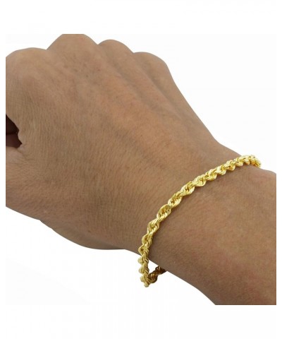 10k Yellow Gold 3mm Rope Chain Diamond Cut Bracelet or Anklet, Womens Mens Lobster Clasp 7" 7.5" 8" 8.5" 9 8.5 Inches $58.80 ...