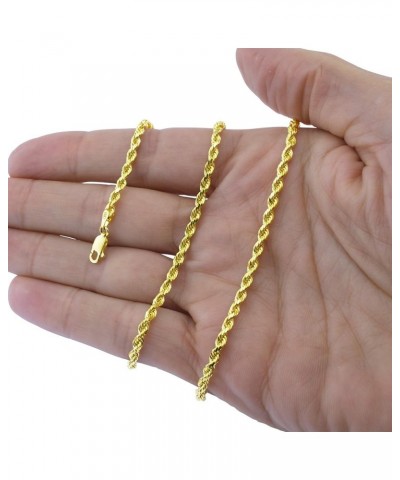 10k Yellow Gold 3mm Rope Chain Diamond Cut Bracelet or Anklet, Womens Mens Lobster Clasp 7" 7.5" 8" 8.5" 9 8.5 Inches $58.80 ...