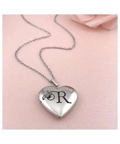 Butterfly Locket Necklace that Holds Pictures Initial Alphabet Letter Heart Shaped Photo Memory Locket Pendant Necklace R $9....