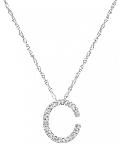 Diamond Initial Pendant Necklaces in 14K White Gold on a 14K White Gold 16 inch Chain| Real Diamond Initial Pendants in Real ...