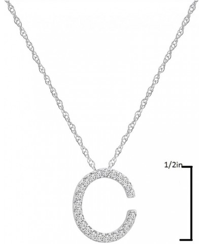 Diamond Initial Pendant Necklaces in 14K White Gold on a 14K White Gold 16 inch Chain| Real Diamond Initial Pendants in Real ...