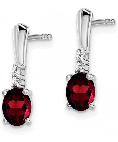 14k Yellow Gold Oval Gemstone and Diamond Dangle Earrings Gift for Women Garnet White Gold $112.75 Earrings