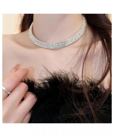 Rhinestone Choker Necklace Trendy Sparkly Prom Necklace Layered Crystal Collar Necklace for Wedding 2: Rhinestone Choker Neck...