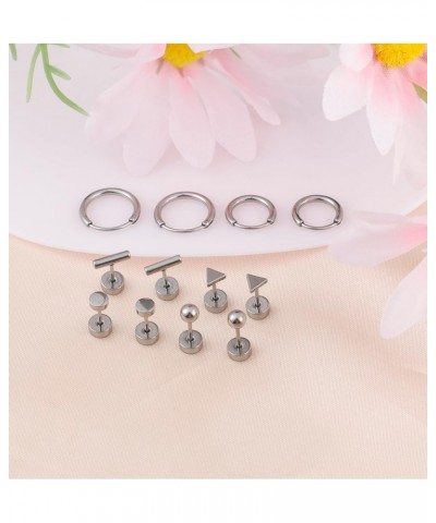 6 Pairs Titanium Earrings for Women Men G23 Pure Titanium Earrings for Sensitive Ears Ball Dot Triangle 20G hypoallergenic Ti...