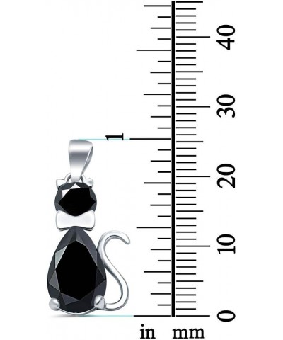 Teardrop Cat Pendant Charm Pear Simulated Round Cubic Zirconia 925 Sterling Silver Simulated Black Cubic Zirconia $10.58 Pend...