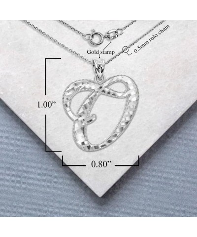 10K or 14K White Gold Fine Script Initial A-Z Letter Pendant Charm Necklace - Choice of Cursive Letter & Metal O - 14K White ...