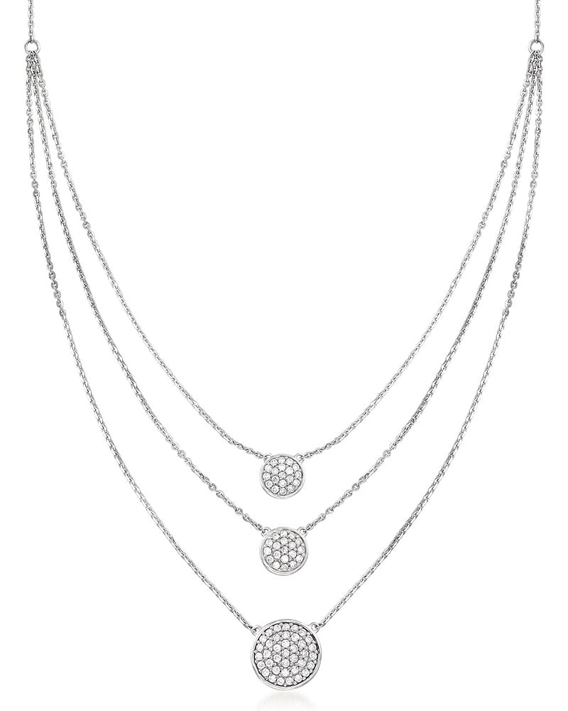 0.50 ct. t.w. Pave Diamond 3-Strand Necklace in Sterling Silver 20.0 Inches $98.00 Necklaces