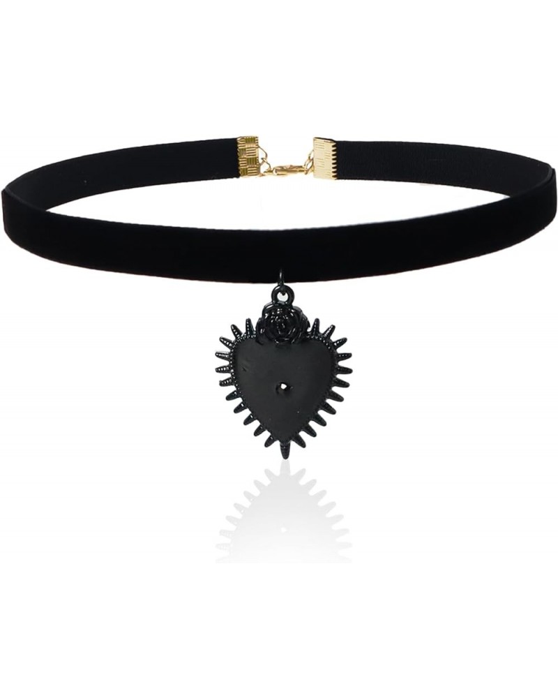 Gothic Style Eye Heart Pendant Velvet Choker Necklace for Woman Girls BLACK02B $8.11 Necklaces