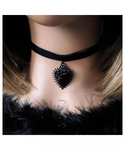 Gothic Style Eye Heart Pendant Velvet Choker Necklace for Woman Girls BLACK02B $8.11 Necklaces