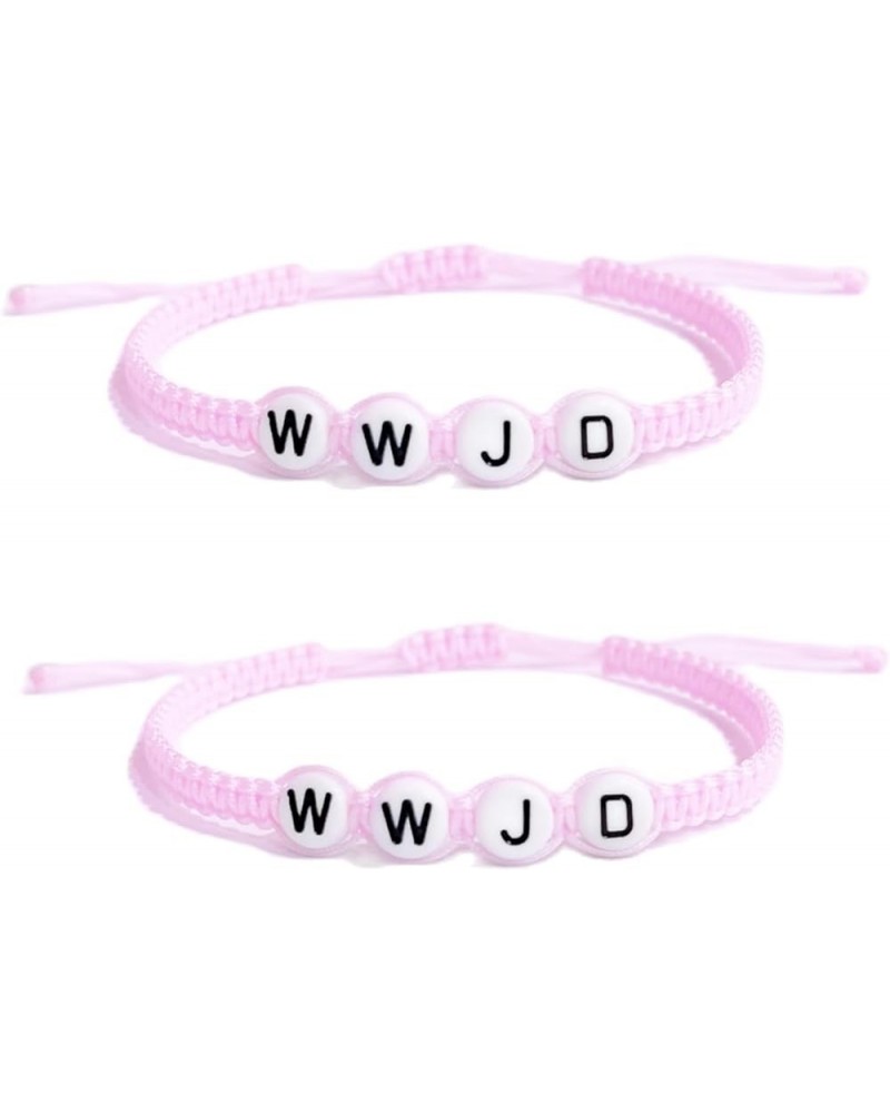 1/4Pcs Set WWJD Rope Beaded Adjustable Bracelet What Would Jesus Do Woven Wristbands Bracelet for Women Men Jewelry Colorful ...