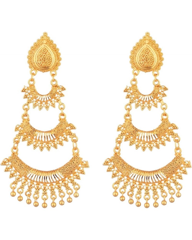 Indian Jewelry Traditional Gold Tone Big Chandbali Jhumka Jhumki Dangle Earrings for Women Style 3 $12.17 Earrings