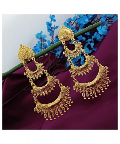 Indian Jewelry Traditional Gold Tone Big Chandbali Jhumka Jhumki Dangle Earrings for Women Style 3 $12.17 Earrings