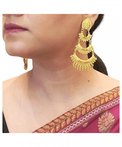 Indian Jewelry Traditional Gold Tone Big Chandbali Jhumka Jhumki Dangle Earrings for Women Style 3 $12.17 Earrings