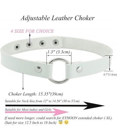 Adjustable Leather Choker Collar Soft PU Circle Punk Choker Necklace for Women Girls White $7.01 Necklaces