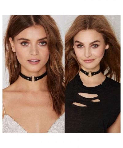 Adjustable Leather Choker Collar Soft PU Circle Punk Choker Necklace for Women Girls White $7.01 Necklaces