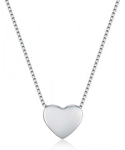 925 Sterling Silver Tiny Minimalism Floating Heart Necklace 17.5" (Silver) Box Chain $13.74 Necklaces