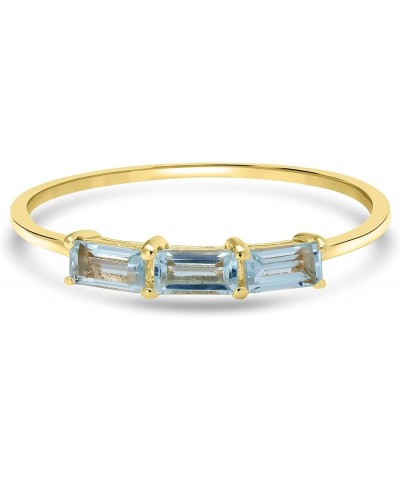 Heidi 14k Gold & Sterling Silver Genuine Gemstone Stackable 3-Stone Baguette Ring, Sizes 6-8 8 Yellow Sterling Silver Blue To...