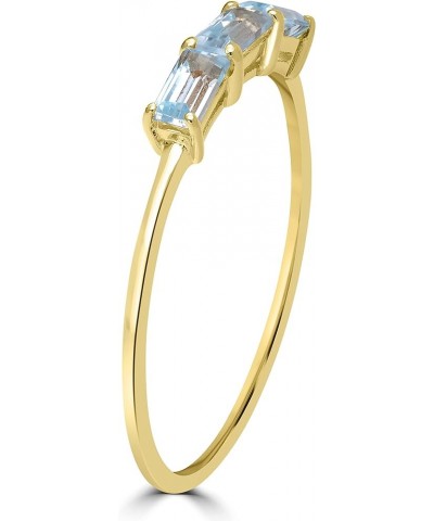 Heidi 14k Gold & Sterling Silver Genuine Gemstone Stackable 3-Stone Baguette Ring, Sizes 6-8 8 Yellow Sterling Silver Blue To...