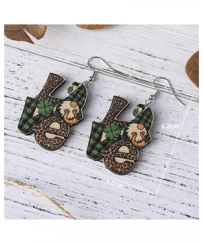 St Patrick's Day Wooden Earring Wood St Patricks Day Shamrock Green Clover Hat Horseshoe Drop Earrings Gnomes Rainow Earrings...