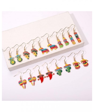 9/12 Pairs Cinco De Mayo Earrings Mexican Fiesta Earrings for Women Cute Sombrero Avocado Pinata Chili Cactus Dangle Earrings...