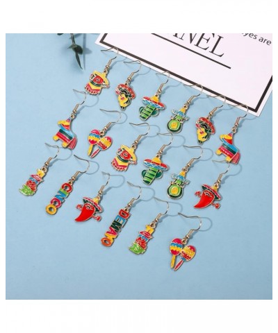 9/12 Pairs Cinco De Mayo Earrings Mexican Fiesta Earrings for Women Cute Sombrero Avocado Pinata Chili Cactus Dangle Earrings...