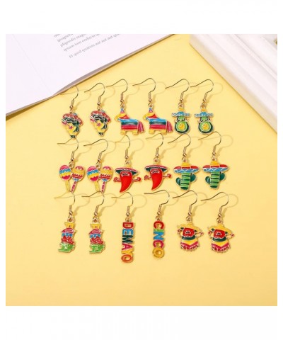 9/12 Pairs Cinco De Mayo Earrings Mexican Fiesta Earrings for Women Cute Sombrero Avocado Pinata Chili Cactus Dangle Earrings...