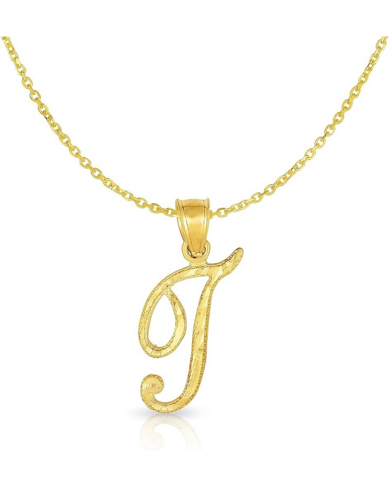 10K Yellow Gold Charm Pendant Letter A-Z Personalized Alphabet Initial Name with optional 18 Inch Necklace T with Chain $50.6...