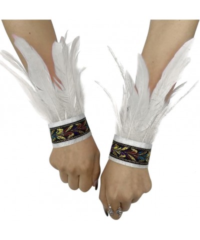 2PCS Feather Bracelets Wrist Band Feather Plume Wrist Strap Ethnic Style Bracelet Feather Wrist Arm Decorative for Halloween ...