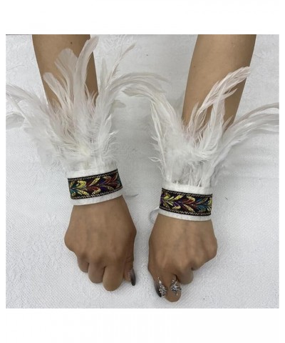 2PCS Feather Bracelets Wrist Band Feather Plume Wrist Strap Ethnic Style Bracelet Feather Wrist Arm Decorative for Halloween ...