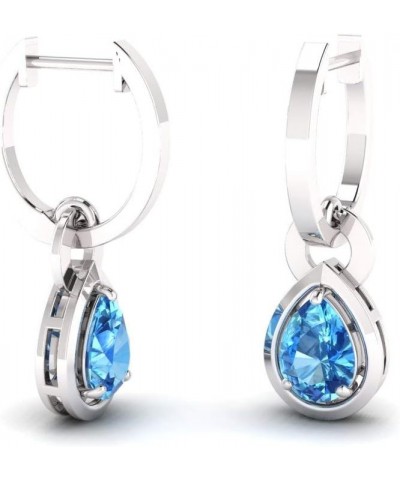 Natural and Certified Gemstone Drop Earrings in 14K Solid Gold | 0.64 Carat Earrings for Women Sterling Silver Blue Topaz $29...