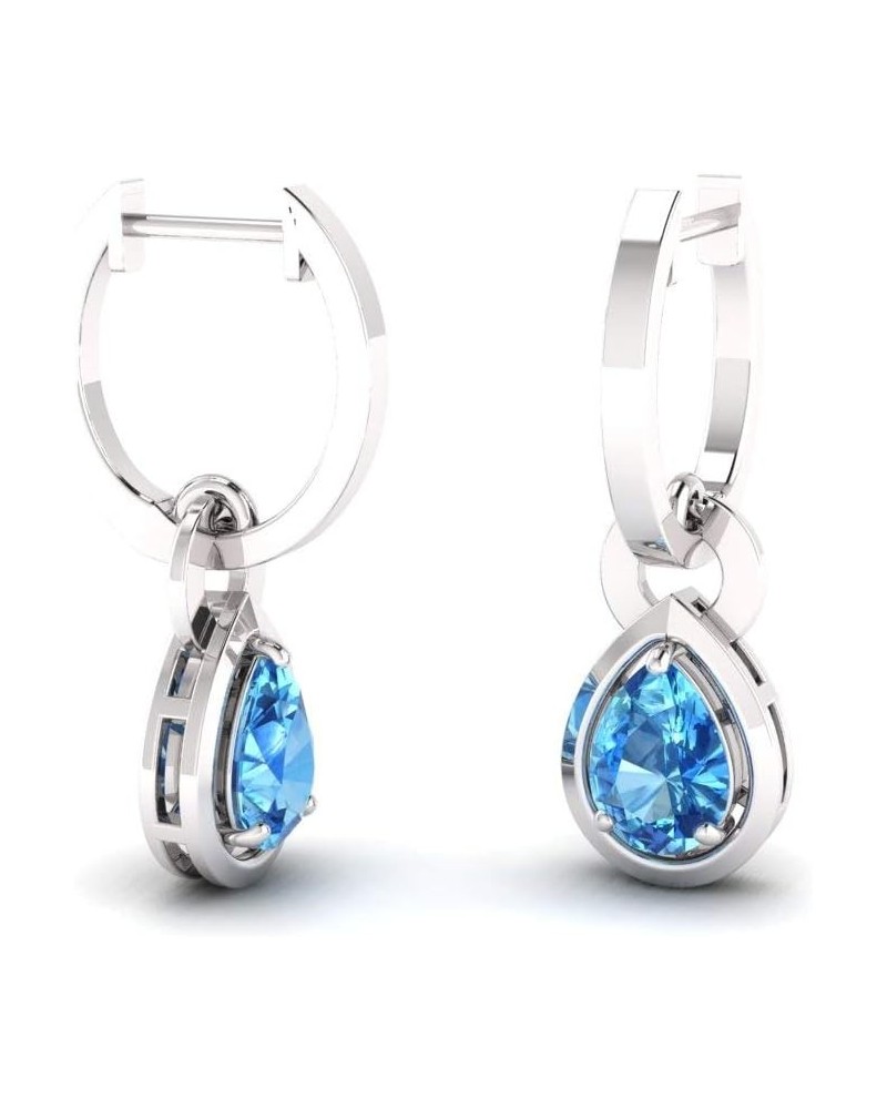 Natural and Certified Gemstone Drop Earrings in 14K Solid Gold | 0.64 Carat Earrings for Women Sterling Silver Blue Topaz $29...