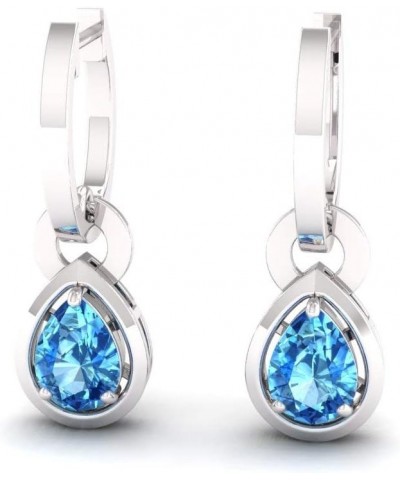 Natural and Certified Gemstone Drop Earrings in 14K Solid Gold | 0.64 Carat Earrings for Women Sterling Silver Blue Topaz $29...