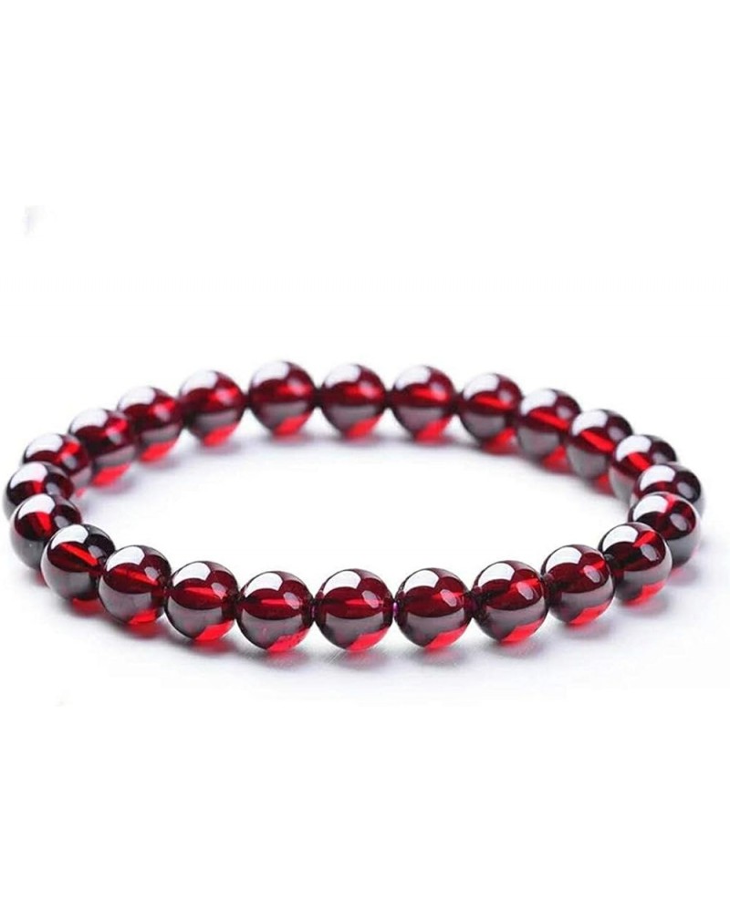 Genuine Natural Red Garnet Gemstone Crystal Clear Round Beads Women Men Bracelet 7-10mm AAAA 7.0 Millimeters $4.85 Bracelets