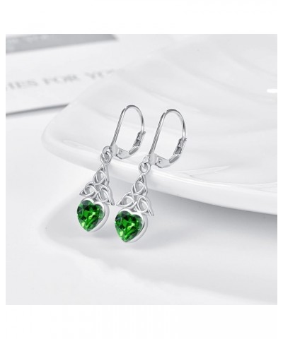 Celtic Birthstone Drop Earrings 925 Sterling Silver Birthstone Dangle Earrings Irish Celtic Jewelry Gifts Celtic Leverback Ea...