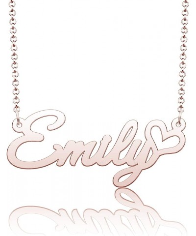 Personalized Name Necklace Heart Symbol Copper Jewelry for Girls Name Necklace for Women Gold Name Necklace Emily-Rose Gold $...