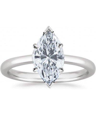 14K White Gold 1.25 Carat Lab Grown Solitaire Marquise Cut IGI CERTIFIED Diamond Engagement Ring (1.25 Ct,H-I Color VS1-VS2 C...