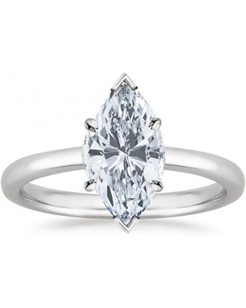 14K White Gold 1.25 Carat Lab Grown Solitaire Marquise Cut IGI CERTIFIED Diamond Engagement Ring (1.25 Ct,H-I Color VS1-VS2 C...