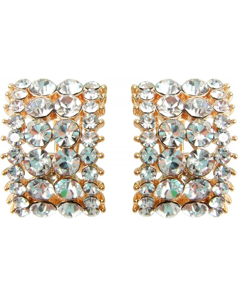 18k Gold Plated Square Rainbow Multicolor Glitter Omega Back Earrings White $10.02 Earrings