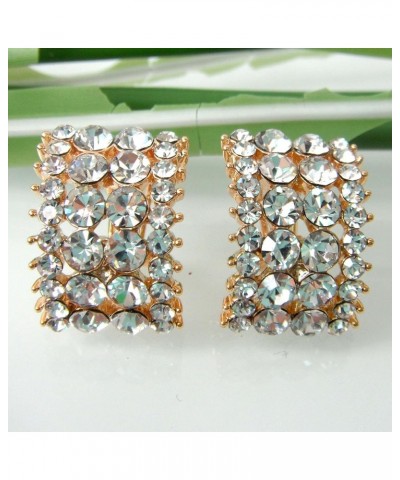 18k Gold Plated Square Rainbow Multicolor Glitter Omega Back Earrings White $10.02 Earrings