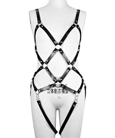 Leather Body Bondage Harness Garter Belt Set Women Bodysuit Cage Gothic Suspender Pastel Goth Wear Rave Clothes (Color : Styl...