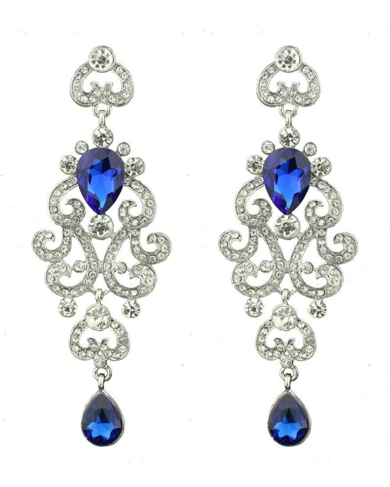 Exquisite Teardrop Crystal Bridal Wedding Earrings Vintage Chandelier Dangle Long Earrings for Women B $11.75 Earrings