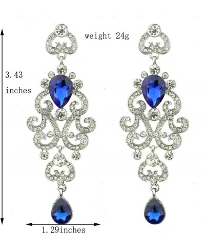 Exquisite Teardrop Crystal Bridal Wedding Earrings Vintage Chandelier Dangle Long Earrings for Women B $11.75 Earrings