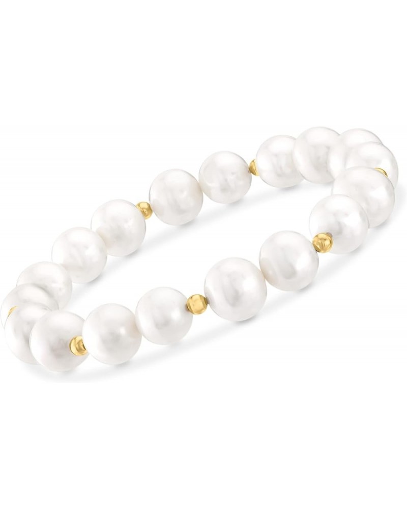 9-10mm Cultured Pearl Stretch Bracelet With 14kt Yellow Gold 8.0 Inches $45.24 Bracelets