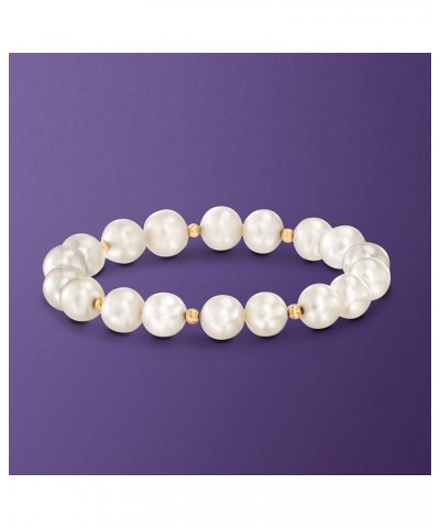 9-10mm Cultured Pearl Stretch Bracelet With 14kt Yellow Gold 8.0 Inches $45.24 Bracelets